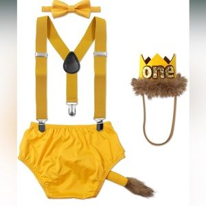 1st Birthday Boys Outfit, Cake Smash Outfit, Wild One Birthday Outfit, Lion tail